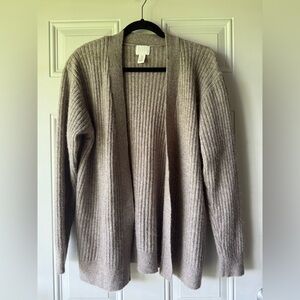 H&M Cozy Ribbed Open Front Wool Blend Cardigan Sweater